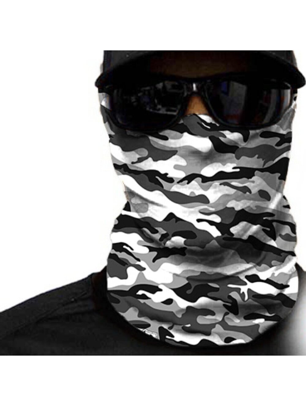 Neck Gaiter Gray Camouflage Mens SA Face Mask Headband Shield Wrap Adult